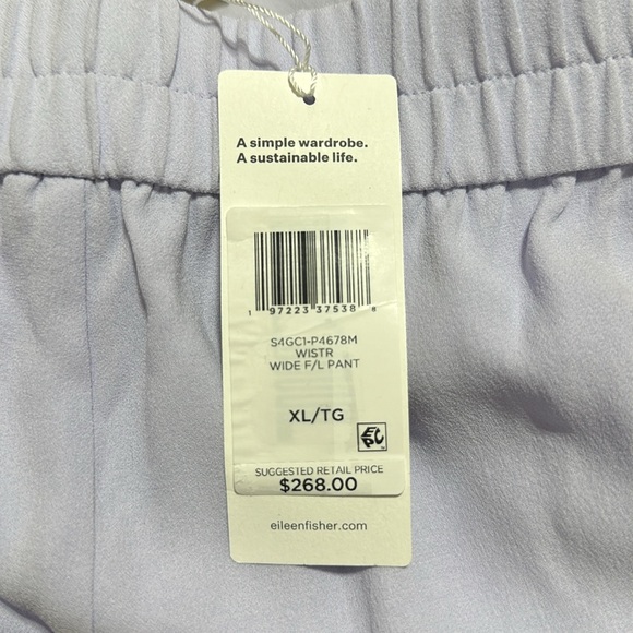 NWT Eileen Fisher
Silk Georgette Crepe Elastic Waist Wide Leg Pleated Pants - Picture 5 of 6